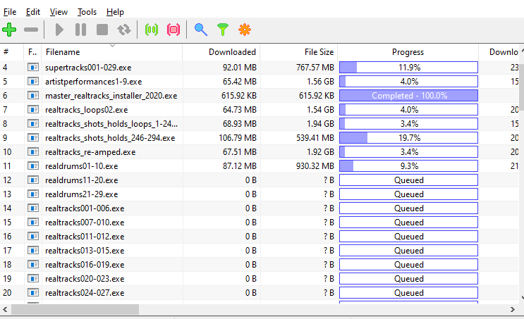 HTTP Downloader - main screen