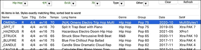 StylePicker showing similar styles