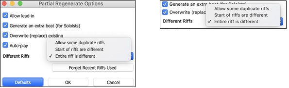 different riffs option