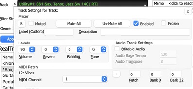 Track Settings panel