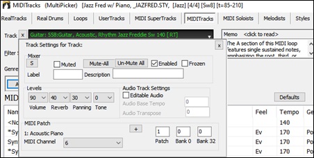 track settings panel