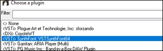 Choose a plugin dialog