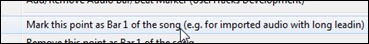 Mark this point as Bar 1 of the song menu item