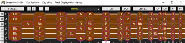 Guitar Window in DADGAD tuning mode 