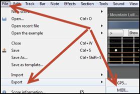 Guitar Pro - File - Export - MIDI