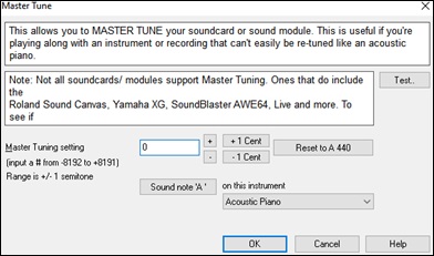 Master Tune dialog