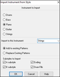 Import Instrument from Style dialog