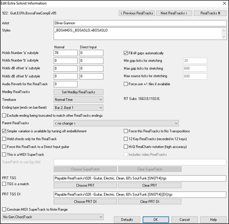 Edit Extra Soloist Information dialog