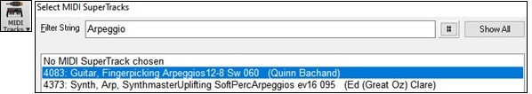 Select MIDI SuperTracks dialog