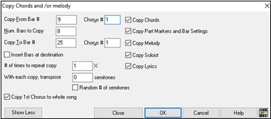 opy Chords and/or Melody dialog