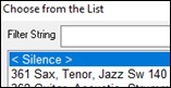 Choose from the List dialog