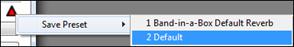 PG Music Reverb dialog - Save Preset arrow 