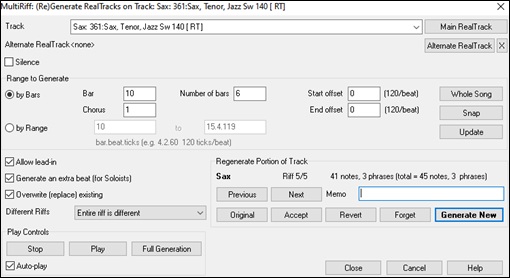 (Re)Generate RealTracks for Regions - MultiRiff Dialog