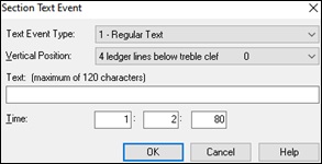 Section Text Event dialog