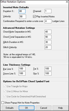 Other Notation Options dialog