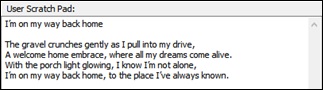 AI Lyrics window - User Scrach Pad