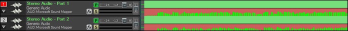 VU levels displayed in the overview section of the Tracks Window