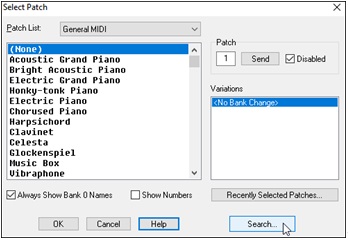 Select Patch dialog