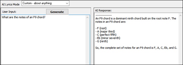 AI Lyrics window - Custom
