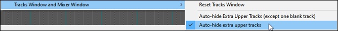 right-click on the Tracks window - Tracks Window and Mixer Window | Auto-hide extra upper tracks